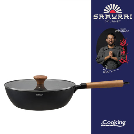 TIGAIE WOK ALUMINIU + CAPAC 28X8 CM, RIKITO WATANABE, COOKING BY HEINNER