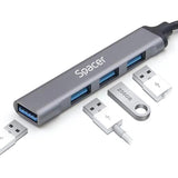 Hub extern Spacer USB 3.0, cablu 1m, aluminiu