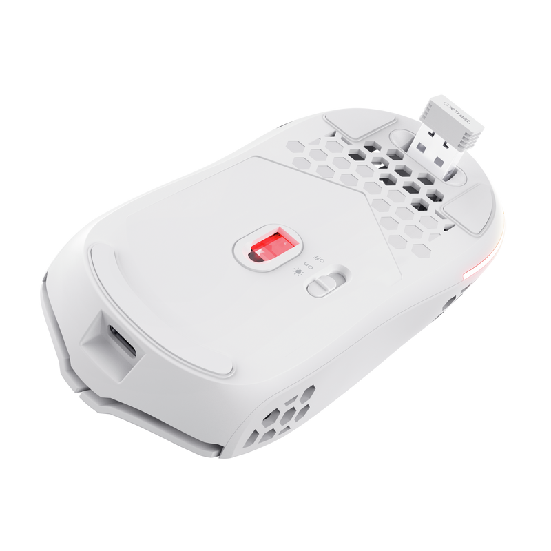 Mouse wireless Trust GXT 929W Helox, rezolutie maxima 4800 DPI, 6 butoane, alb
