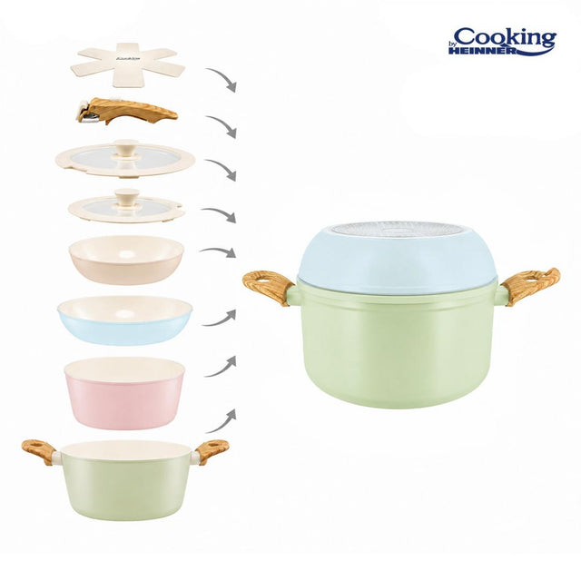 SET 8 PIESE DIN ALUMINIU FORJAT MARBELLA MULTICOLOR, COOKING BY HEINNER