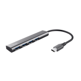 HUB USB Trust Halyx, USB-C la 4 x USB-A 3.2 Gen 1, dimensiune cablu 10cm, din aluminiu, argintiu