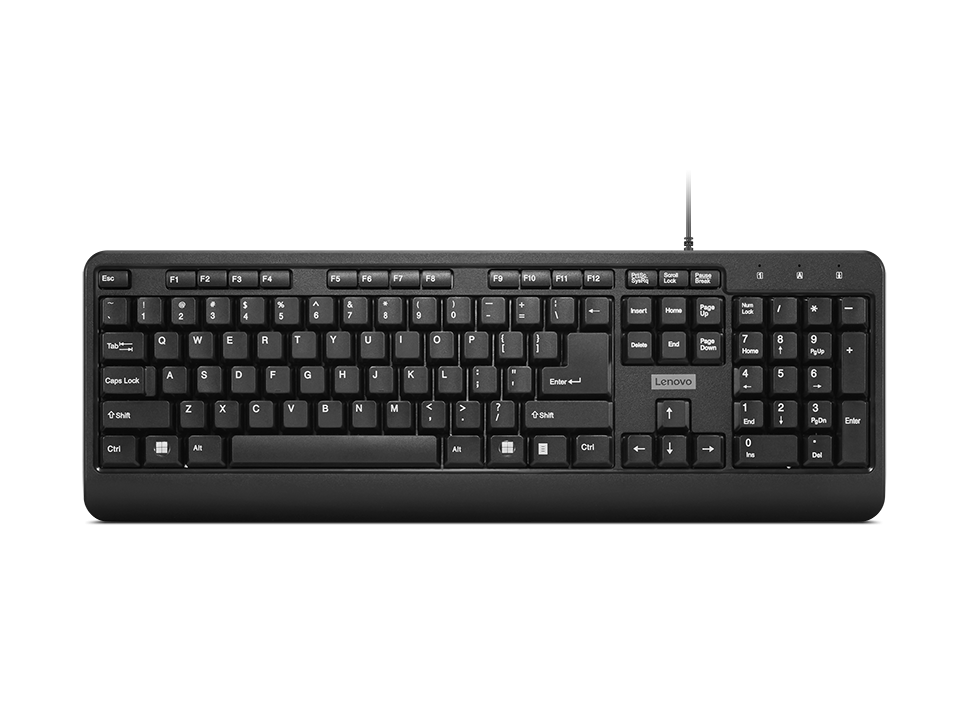 Tastatura Lenovo 160 Wired,  Interfata tastatura: USB, Numar taste: 104, Lungime cablu: 1.5m, Culoare: Negru, Tehnoligie: Cu fir, Dimensiuni (mm): 447 x 25 x 152, Greutate: 524g, Garantie: 1 an