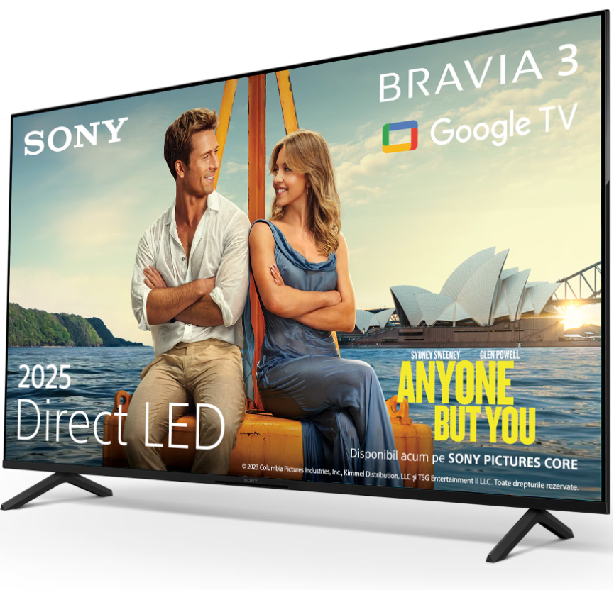 Televizor Sony BRAVIA 3 LED 43S35, 108 cm, Smart Google TV, 4K Ultra HD, Clasa E