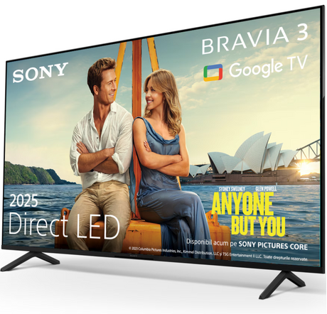 Televizor Sony BRAVIA 3 LED 43S35, 108 cm, Smart Google TV, 4K Ultra HD, Clasa E