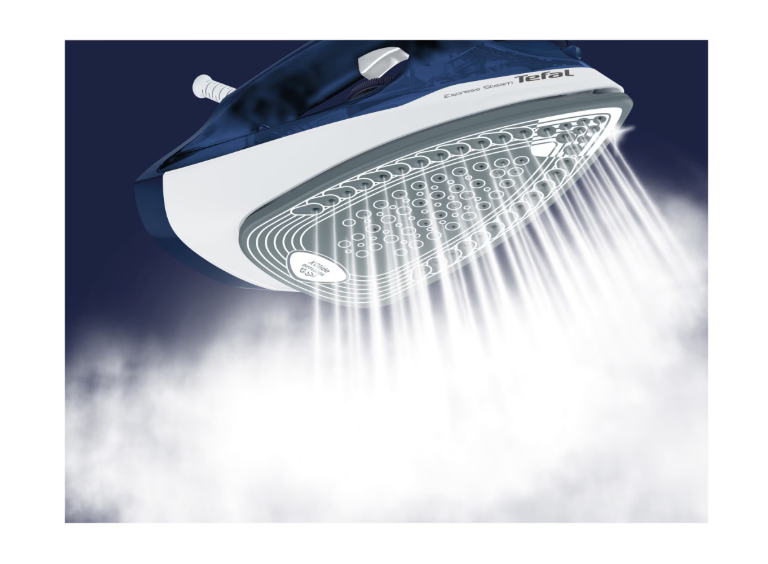 Fier de calcat Tefal Express Steam FV2838E0, 2400W, jet de abur 180 g/min, abur variabil 0-40 g/min, 270 ml, functie anticalcar, alb/albastru