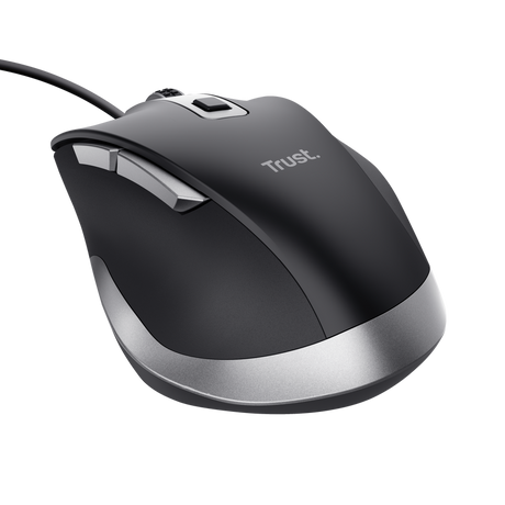 Mouse Trust Fyda cu fir, optic, interfata USB 2.0 rezolutie maxima 5000 DPI, 6 butoane, negru