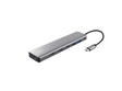 Adaptor Trust Dalyx 7-in-1, 2 porturi interfata USB-A 3.2 gen 1, 1 port USB-C, 2 porturi HDMI, 1 display port, 1 charging port USB-C 100W, led indicator oprit/pornit, lungime cablu 16cm, gri