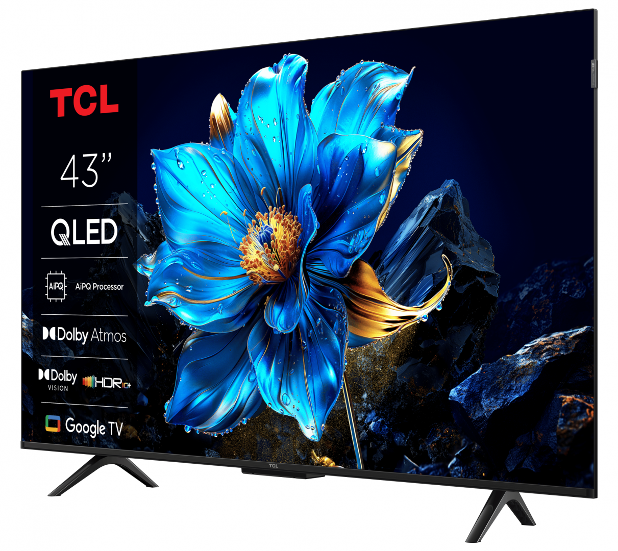 Televizor TCL QLED 43P7K, 108 cm, Smart Google TV, 4K, Clasa F