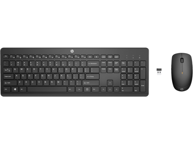 HP 235 Wireless Mouse and Keyboard Combo, Culoare: Negru, Dimensiuni: 44 x 14,62 x 2,76 mm (tastatură); 6,33 x 11,5 x 3,62 cm (mouse), Greutate: 0,5 kg (tastatură); 0,06 kg (mouse), Garantie 1 an
