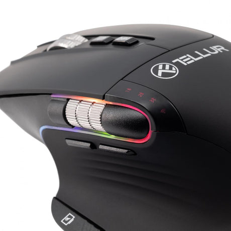 Mouse wireless Tellur Shade, silent click, rezolutie maxima 3200 DPI, iluminare RGB, negru