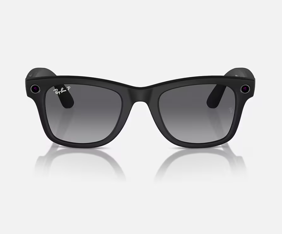 Ray-Ban Meta Wayfarer AI Glasses Matte Black/Polar Gradient Graphite (Large)