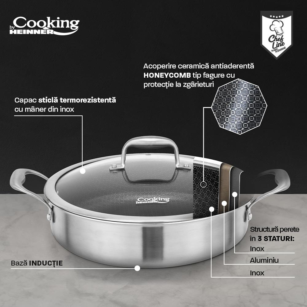 CRATITA CU CAPAC, 30x7.8 CM, 4.8 L, TITANIUM3, COOKING BY HEINNER