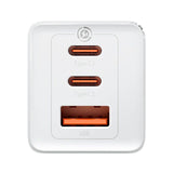 Incarcator retea Baseus GaN5 PRO, Quick Charge 65W, 2 porturi USB PD, 1 port USB Quick Charge, include cablu USB -C la USB-C de 100W, lungime 1m, alb