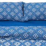 Lenjerie dubla 100% bumbac 4 piese, Blu
