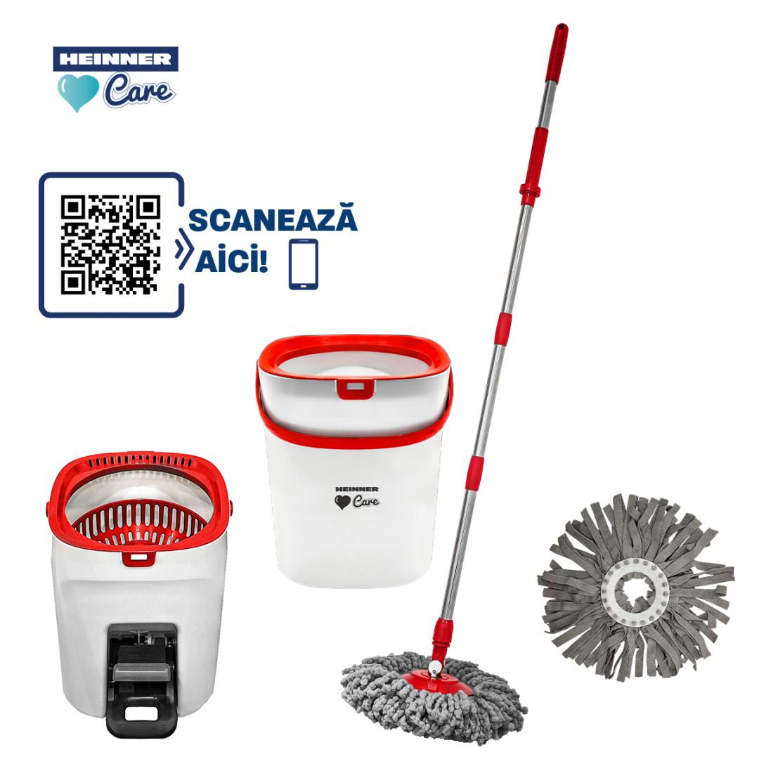 SET CURATENIE CU PEDALA WASH&DRY, CLEAN STEP, ROSU