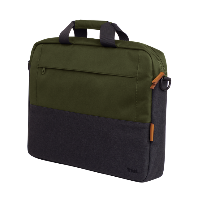 Geanta laptop Trust Lisboa, pentru laptopuri cu diagonala pana in 15.6", 2 compartimente, material POM, RPET Polyester, RPET, volum 2.1 L,  verde