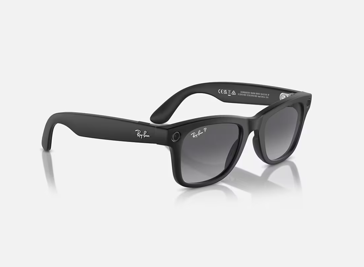 Ray-Ban Meta Wayfarer AI Glasses Matte Black/Polar Gradient Graphite (Large)