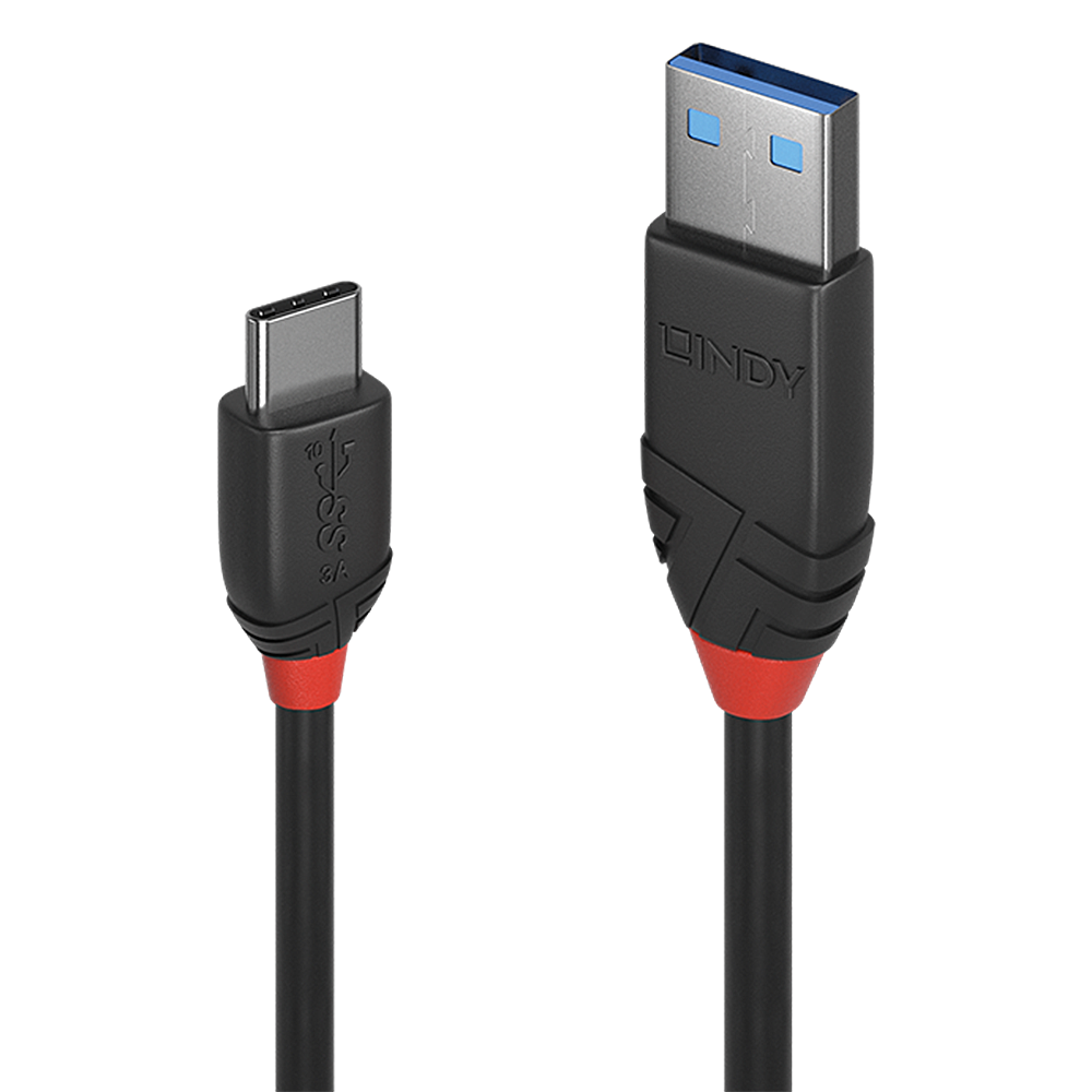 Cablu Lindy 1.5m USB 3.2 Type-A to Type-C (tata - tata), Black Line, Supported Bandwidth: 10Gbps, negru