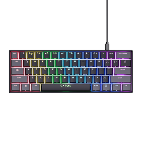 Tastatura mecanica cu fir Trust GXT 867 Acira, USB 2.0. nr taste 61, swtich linear, negru