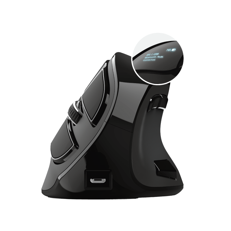 Mouse Trust Voxx, Rechargeable Ergonomic Wireless, negru