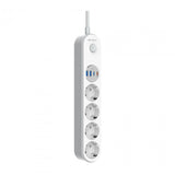 Prelungitor cu protectie Serioux SRXP-PS44W, 4 prize schuko, Tensiune intrare: 100-240V, 50-60Hz, Tensiune ieşire (total): 2500W-10A, 4 porturi USB (auto max), USB-C1-20W si USB-C2/A1/A2-12W, Amperaj port USB (max): 3.4A, Funcţie auto ID