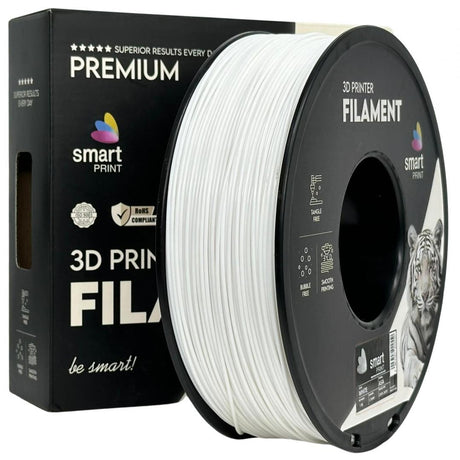 SMART PRINT FILLAMENT 1KG ASA WHITE, Rezistenta UV, Finisaj mat, Diametru: 1.75mm, Greutate: 1KG, Temperatura duza: 220C – 250C, Temperatura platforma printare: 95C – 110C.