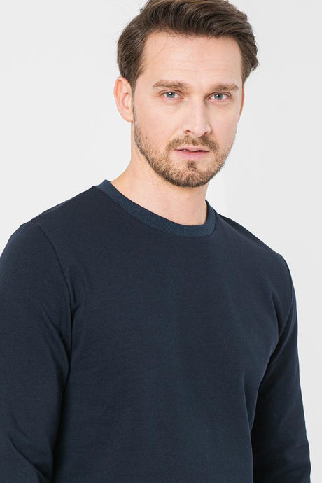 BLUZA COTON CASUAL BARBATI NAVY-M
