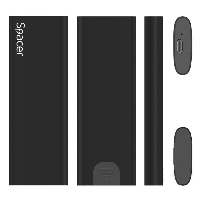 Rack extern SPACER, pentru SSD M.2 PCIe NVMEE, interfata PC USB 3.1 Type C, aluminiu, negru