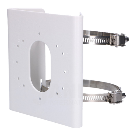 Suport de montaj pe stalp Hikvision DS-1275ZJ-S-SUS, dimensiuni: 144 mm × 131.6 mm × 44.3 mm, greutate: 760 g