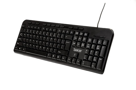 Tastatura Spacer SPKB-169 cu fir, USB, multimedia, 104 taste + 11 taste multimedia, anti-spill, negru