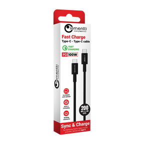 Cablu Lemontti Fast Charge Type-C la Type-C, PD, 100W, lungime 2m, Negru