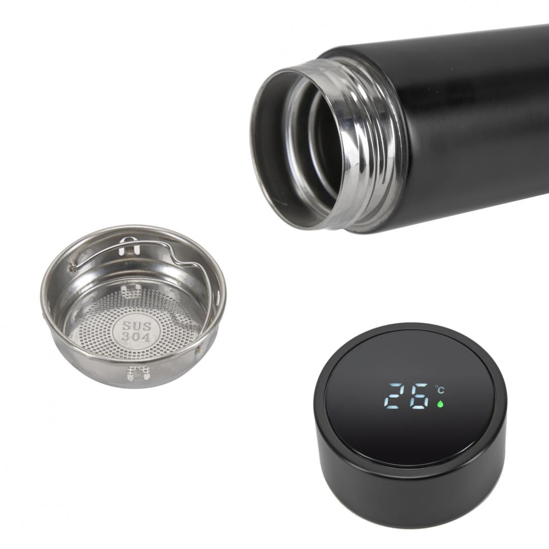 TERMOS INOX 450 ML, CU INDICATOR LED PENTRU TEMPERATURA, NEGRU, ART OF DINNING BY HEINNER