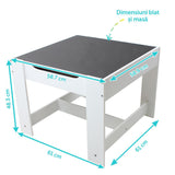 Set masuta si 2 scaune pentru copii , alb MDF, U-Grow