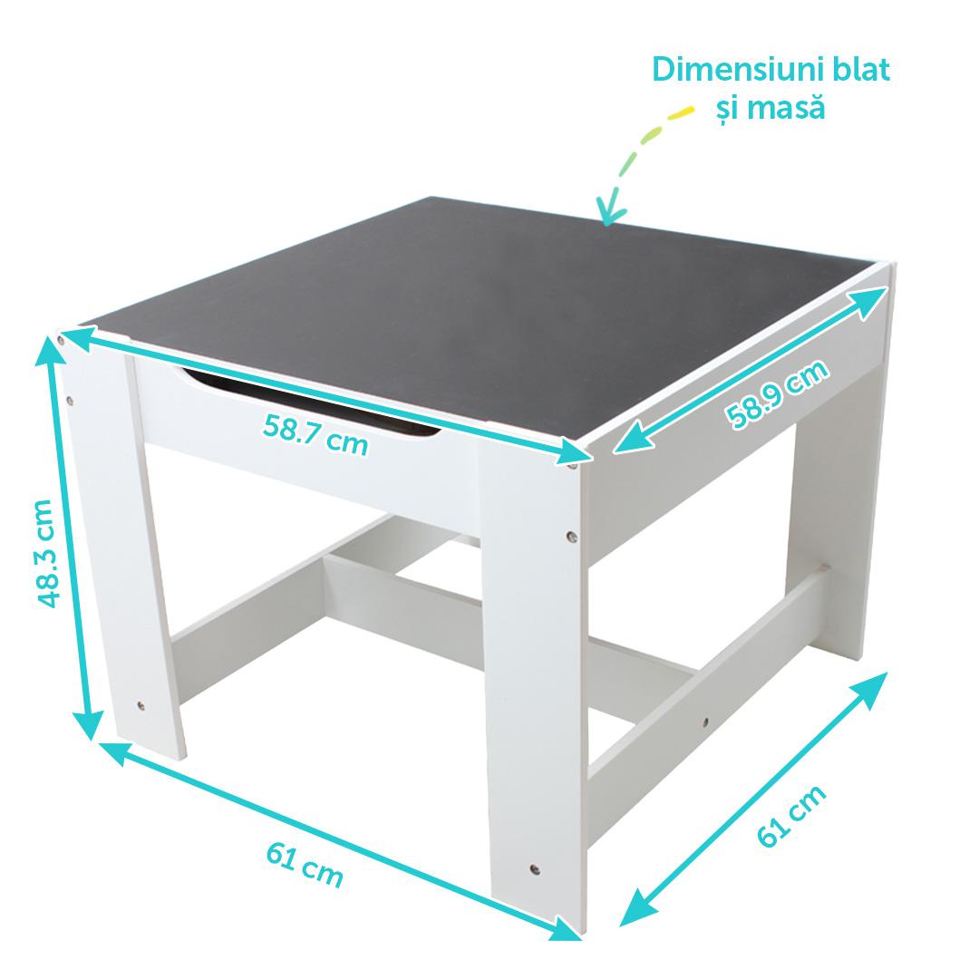 Set masuta si 2 scaune pentru copii , alb MDF, U-Grow
