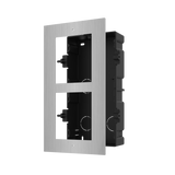 Panou frontal pentru 2 module de videointerfon modular Hikvision DS-KD- ACF2/S; permite conectarea a 2 module de interfon modular; montare incastrata; material otel inoxidabil; doza de plastic inclusa; dimensiuni:236mm x 124mm x 4mm;