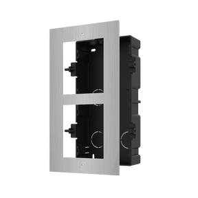 Panou frontal pentru 2 module de videointerfon modular Hikvision DS-KD- ACF2/S; permite conectarea a 2 module de interfon modular; montare incastrata; material otel inoxidabil; doza de plastic inclusa; dimensiuni:236mm x 124mm x 4mm;