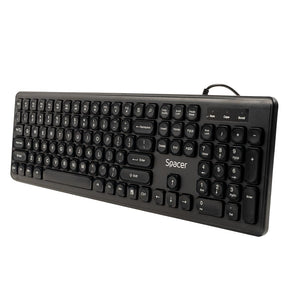Tastatura Spacer cu fir USB, 104 taste, silentioasa, low profile fingertip keycap design, negru