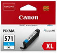 Cartus cerneala Canon CLI-571XL, cyan, capacitate 11ml, pentru Canon Pixma MG6850/MG6851, Canon Pixma MG5750/MG5751, Canon Pixma MG7750/MG7751/MG7752.