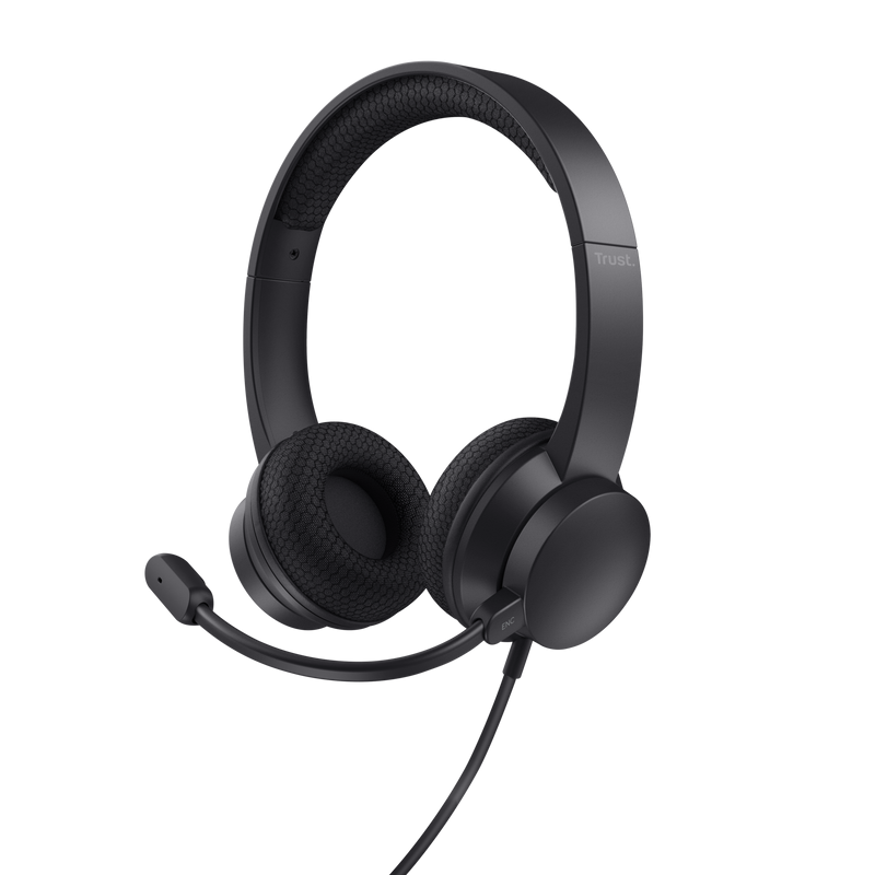 Casti Trust cu fir Ayda USB-ENC, noise cancelling, frecventa raspuns 20 Hz - 20.000 Hz, negru