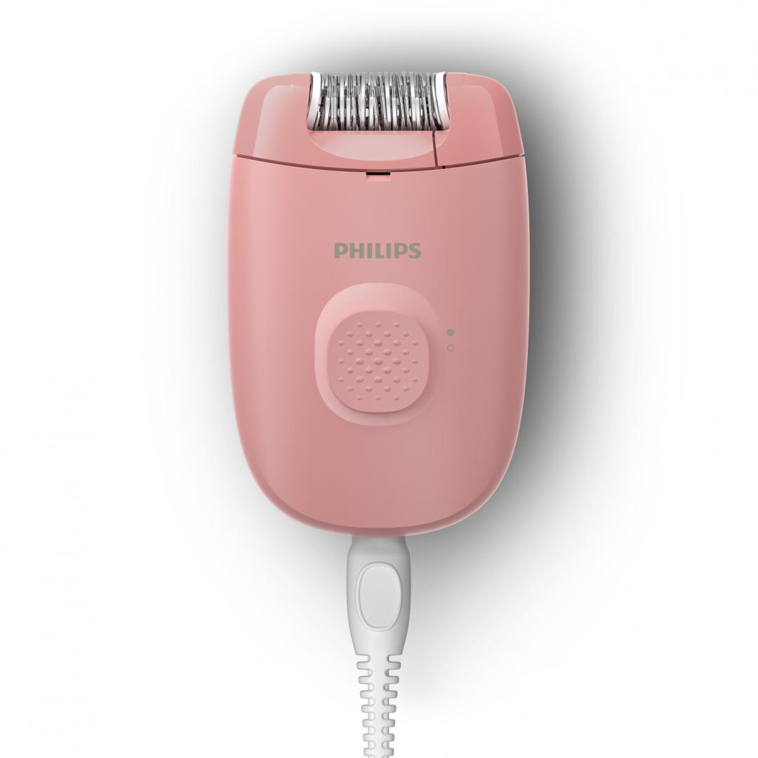 Epilator cu fir PHILIPS Seria 2000 BRE227/00, 1 viteza, 2 accesorii, Retea, Corai, L x A x I (mm) 110x40x145