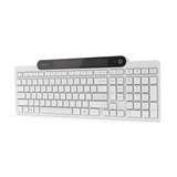 Tastatura Lenovo 800 Self-Charging Bluetooth; reincarcabila cu ajutorul luminii ambientale, fara spatiu destinat bateriilor clasice; layout: US; conectivitate: BT 5.1, se poate conecta la 3 dispozitive; greutate: 635g; compatibil cu Windows 10, Windows 11; culoare: alb