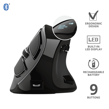 Mouse Trust Voxx, Rechargeable Ergonomic Wireless, negru