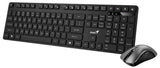 Kit wireless Genius tastatura wireless 104 taste (slim) + mouse wireless 1200dpi, 3 butoane, 11 taste functii multimedia, silent, AI key, negru
