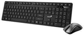 Kit wireless Genius tastatura wireless 104 taste (slim) + mouse wireless 1200dpi, 3 butoane, 11 taste functii multimedia, silent, AI key, negru