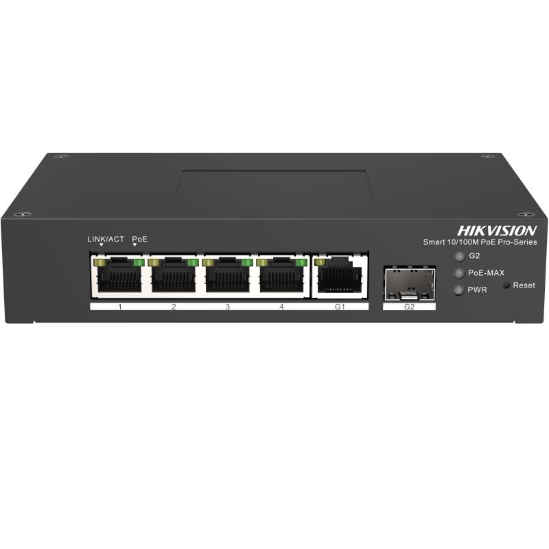 Switch Hikvision Fast Ethernet DS-3T1306P-SI/HS, 5 porturi, PoE