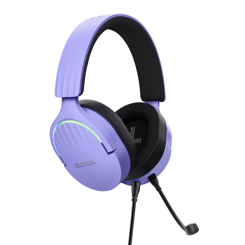 Casti gaming TrustGXT 490P Fayzo cu fir, interfata USB 2.0, frecventa de raspuns 20 Hz - 20.000 Hz, sensivitate 100 dB, mov