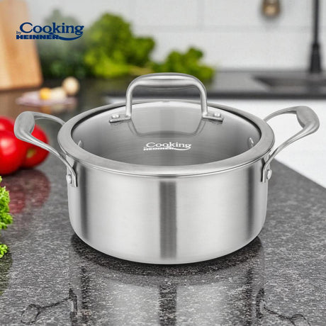 SEMIOALA INOX+CAPAC STICLA 20x10CM, 2.8L, ATOMIC3, COOKING BY HEINNER