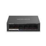 Mercusys Desktop Switch MS106LP 6 porturi 10/100Mbps, Standarde si protocoale  IEEE 802.3x Flow Control, 4 porturi POE, buget POE 40W, dimensiuni: 99.8*98*25mm.
