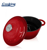 CRATITA FONTA EMAILATA+CAPAC 22X9.5CM,2.9L, RED LINE, COOKING BY HEINNER