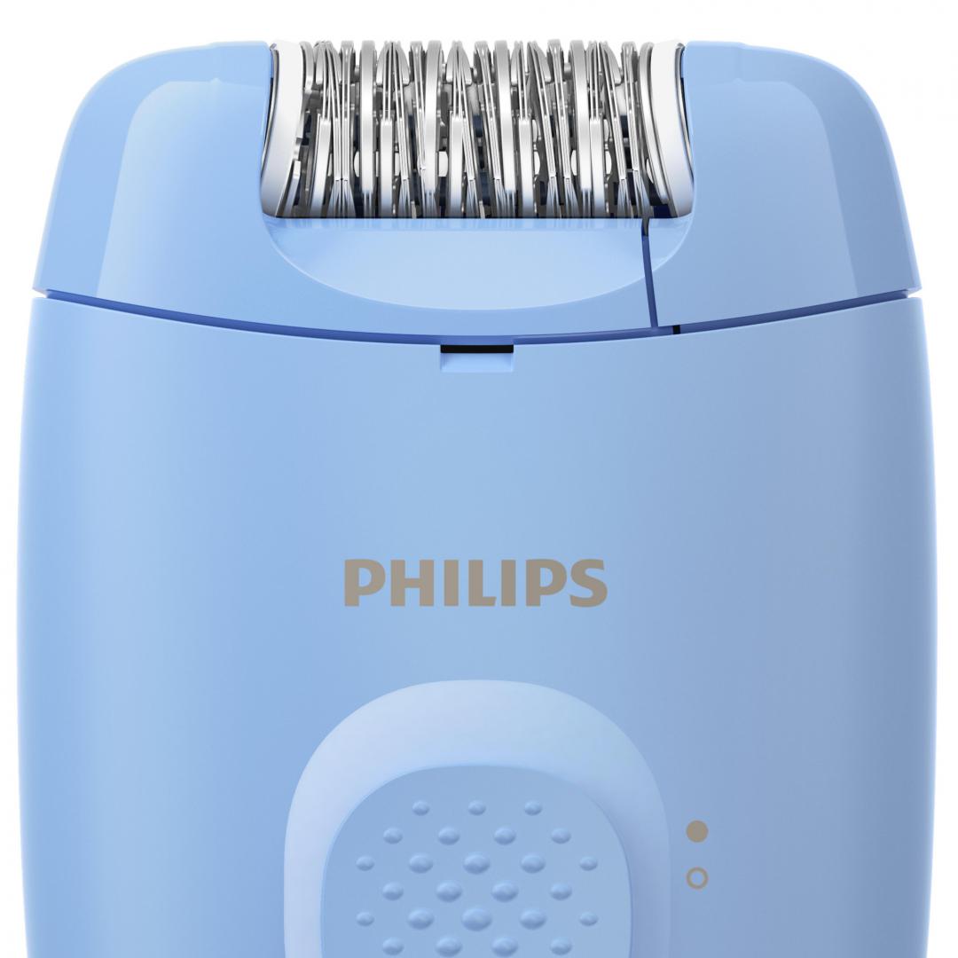 Epilator cu fir PHILIPS Seria 2000 BRE228/00, 1 Setare de Viteza, Cap de Epilare Lavabil, Albastru, L x A x I (mm) 110x40x145